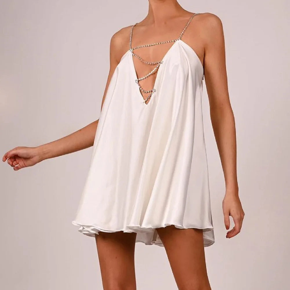Mini Casual Chain Suspender Dress