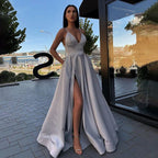 Satin Halter Ball Gown