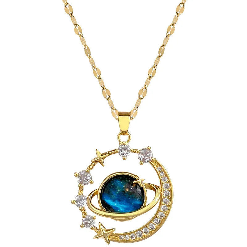 Luxury Zircon Planet Pendant