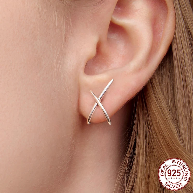 Geometric Silver Stud Earrings