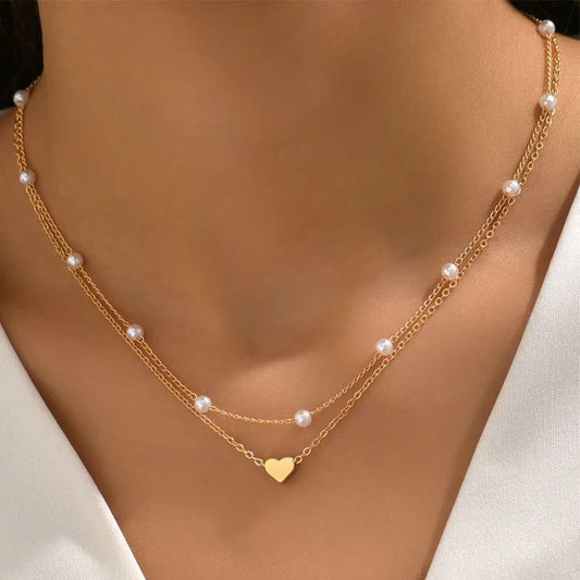 Pearl Heart Choker Necklace