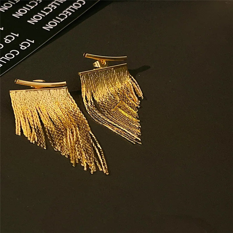 Elegant Gold Tassel Earrings