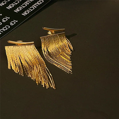 Elegant Gold Tassel Earrings