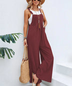 Casual Wide-Leg Cotton Linen Jumpsuit