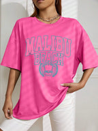 Malibu Beach Letter Print T-Shirt