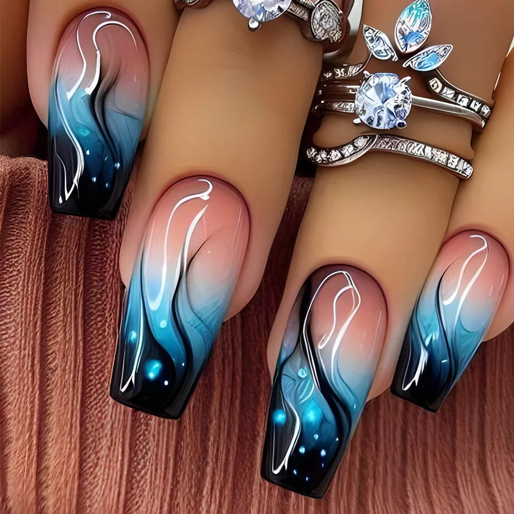 Gothic False Nails Dark Red