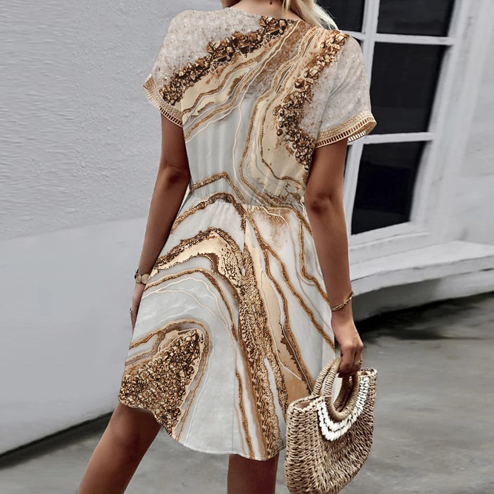 Floral V-Neck Batwing Sleeve Dress