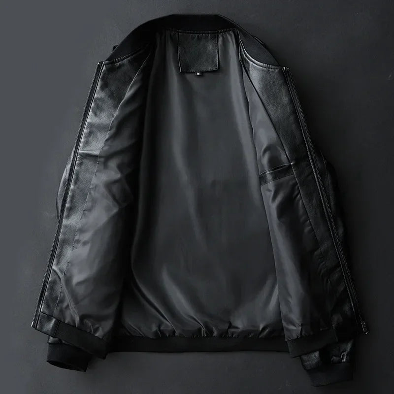 Men’s Black PU Leather Biker Jacket