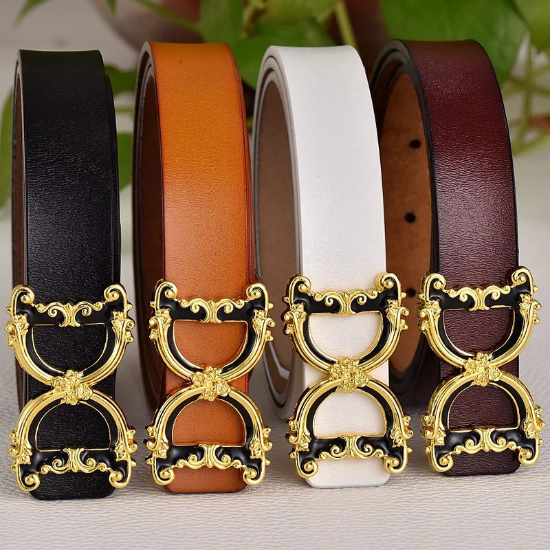 Thin leather fashion belt