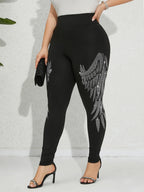 Rhinestone Angel-Wing Skinny Leggings