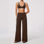 Nylon Striped Sleeveless True-To-Size Fit Two-Piece Yoga Set