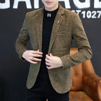 KIDWHXR Retro Plaid Casual Blazer
