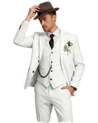 Three-Piece Linen Notch-Lapel Suit