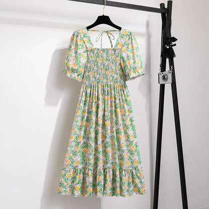 Summer Pleated Chiffon Dress