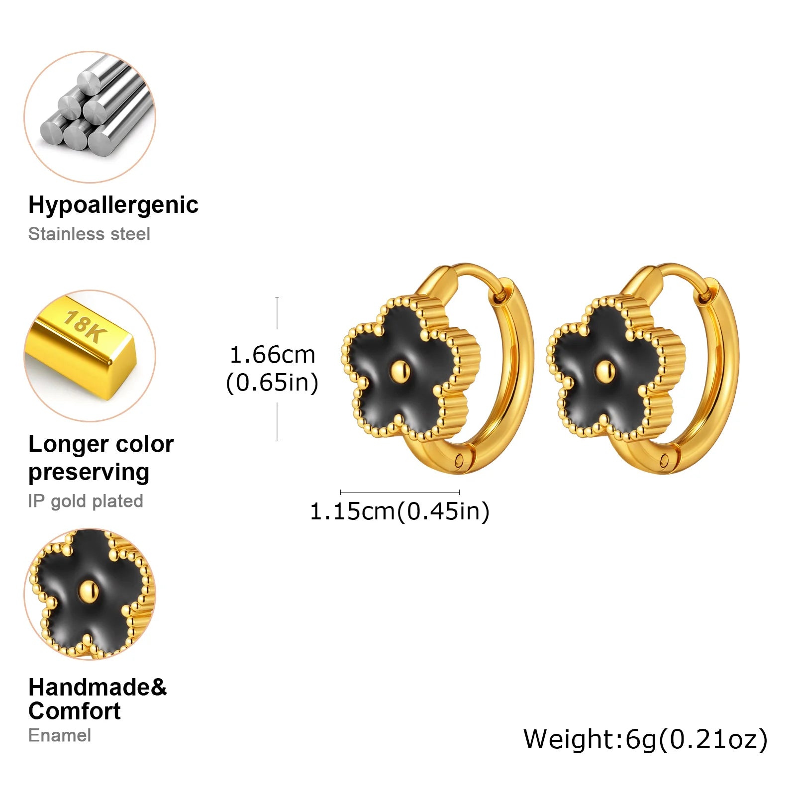 Flower Gold Hoop Earrings