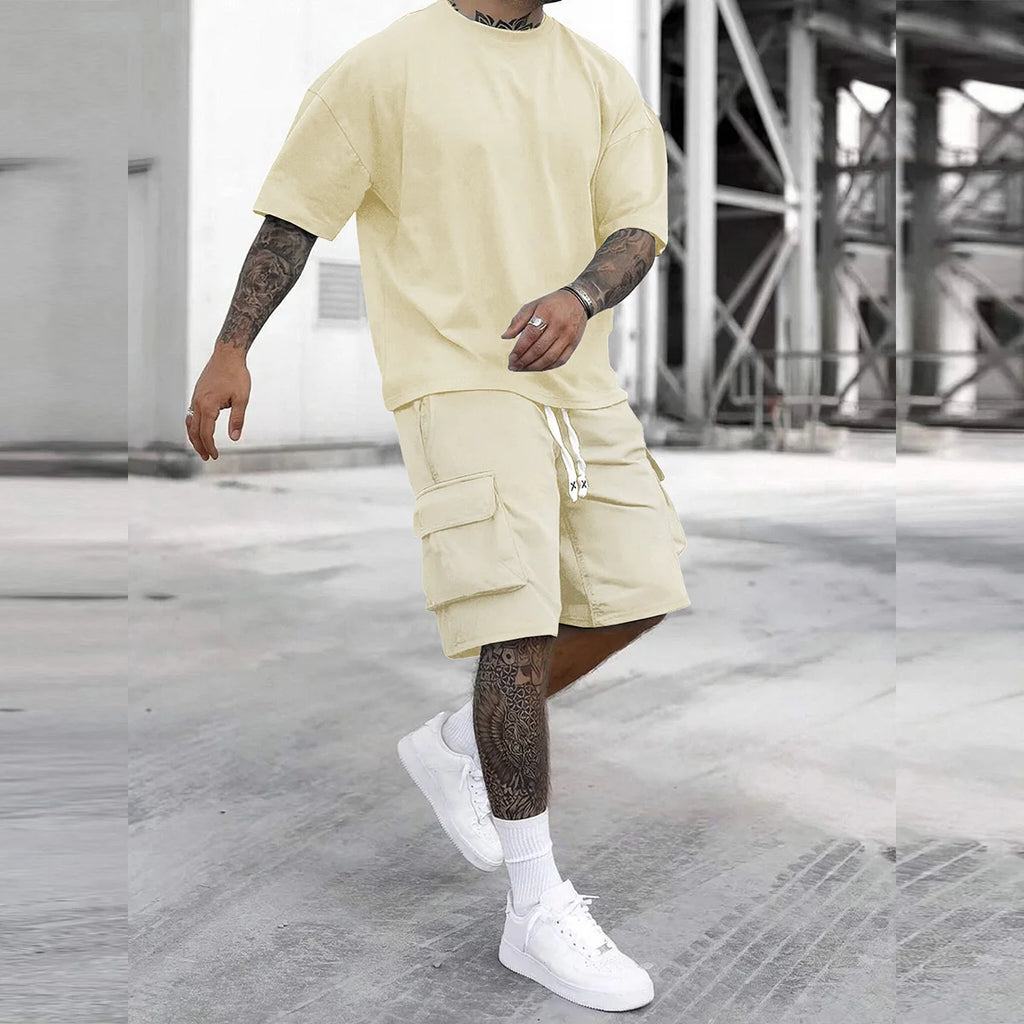 Multi-Pocket Cargo Pants T-Shirt Set