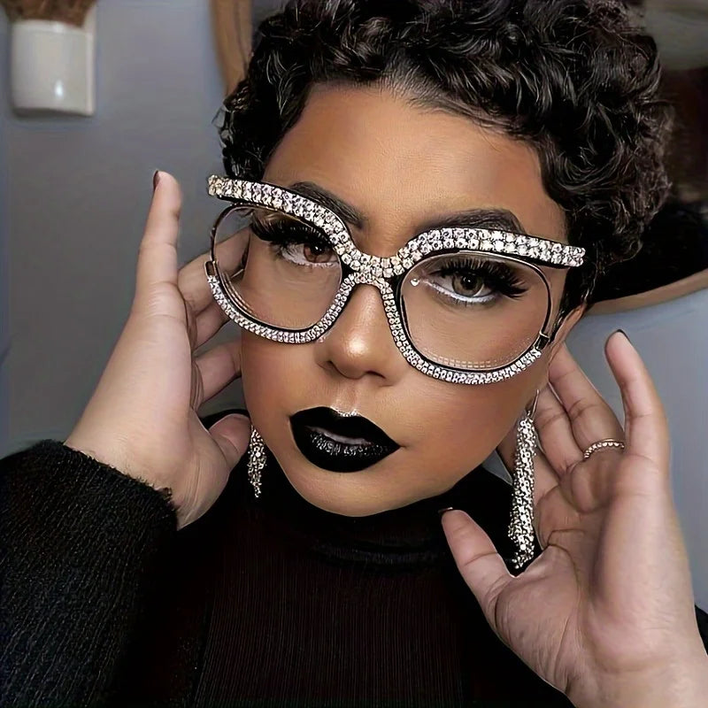 Oversized Rhinestone Party Glasses