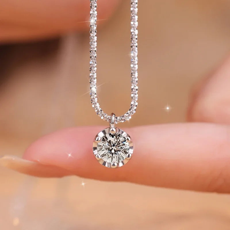 Crown Moissanite Silver Necklace