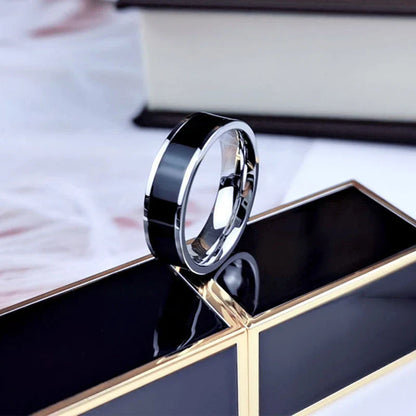 White Black Charm Ring