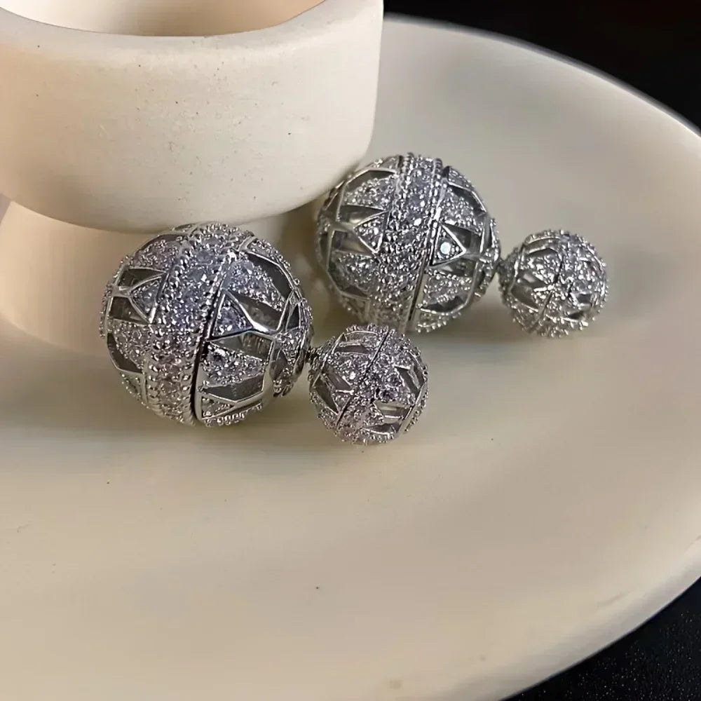 Ethnic Round Zircon Stud Earrings