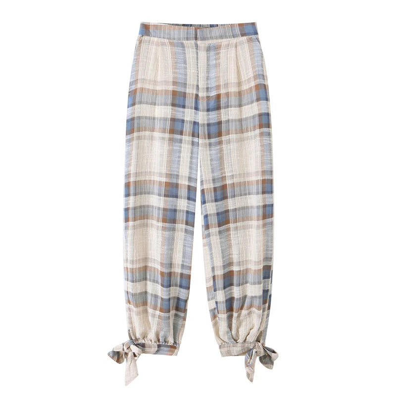 Guobioziy Mesh Bow Straight-Leg Pants