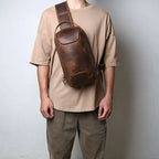 Men’s Retro Leather Crossbody Chest Bag