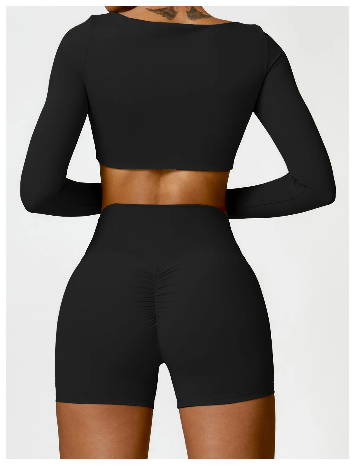 Nylon Solid Long Sleeve Two-Piece Yoga Set