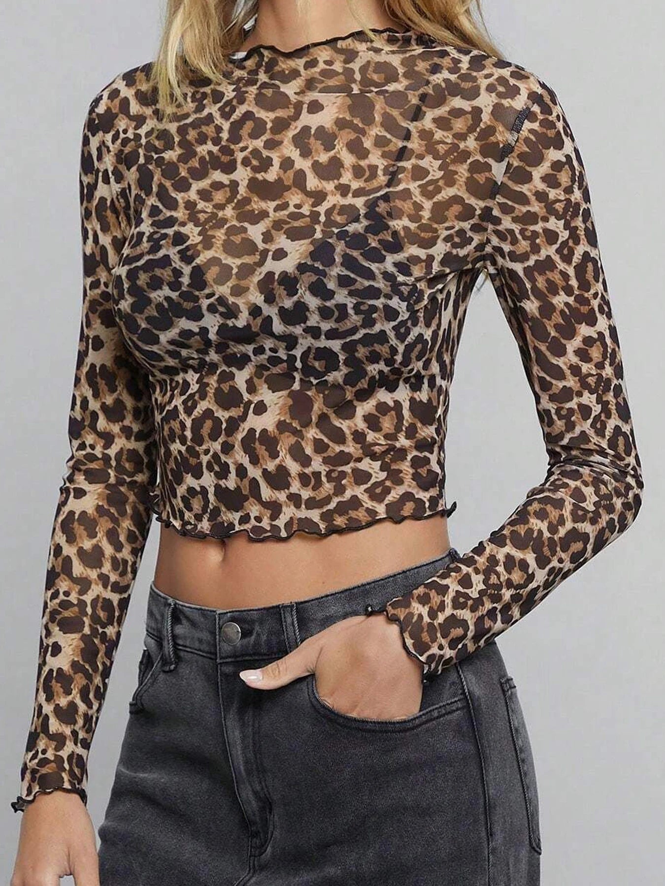 Leopard Mesh Top