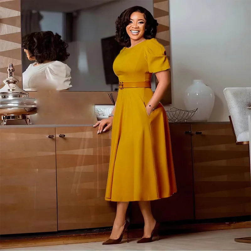 Puff Sleeve Office Dress