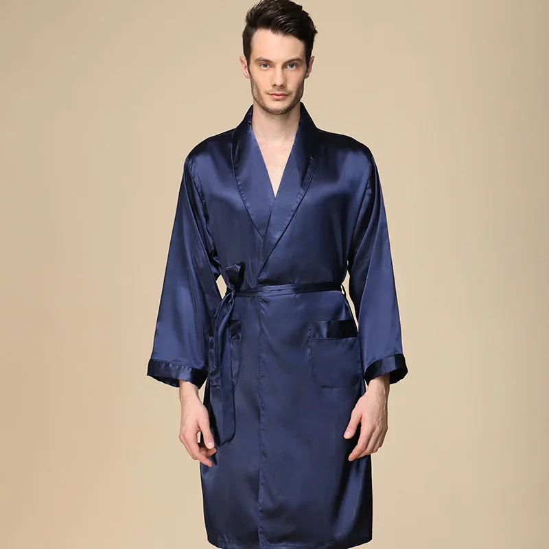 Summer Satin Shorts Robe Bathrobe