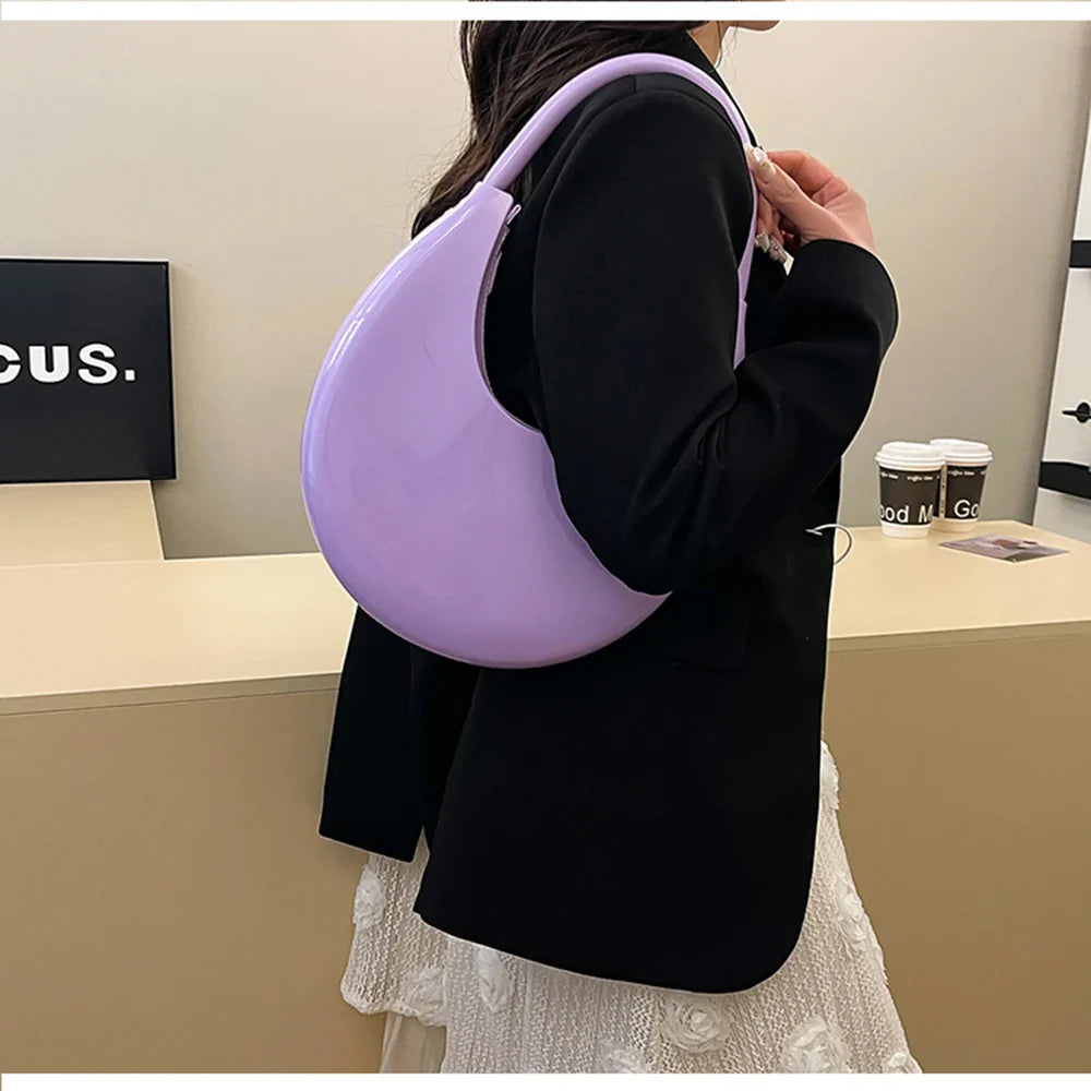 Solid Round Underarm Bag