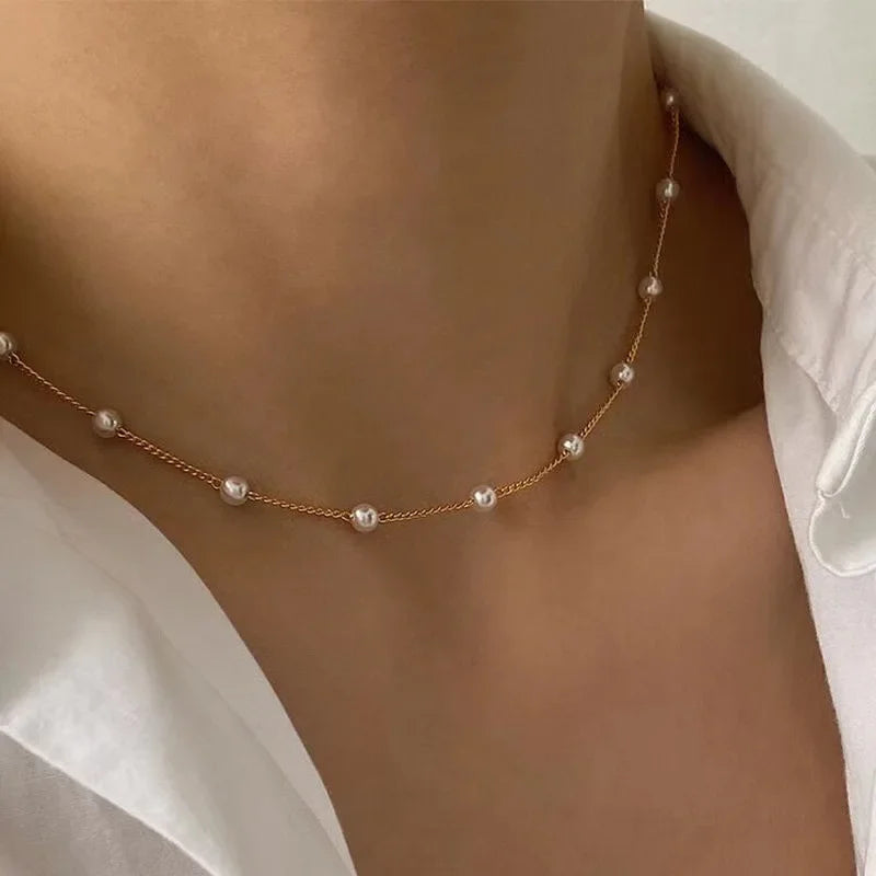Elegant Gold Beads Necklace