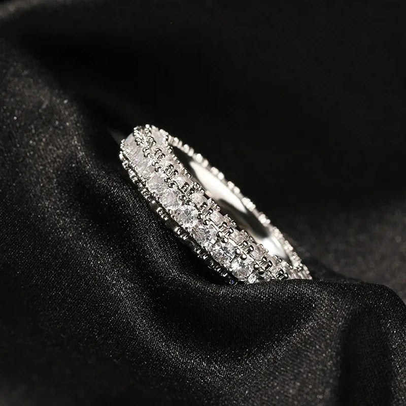 Three-Row Moissanite Wedding Band