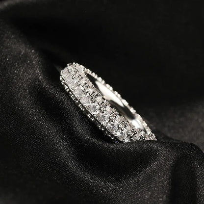 Three-Row Moissanite Wedding Band