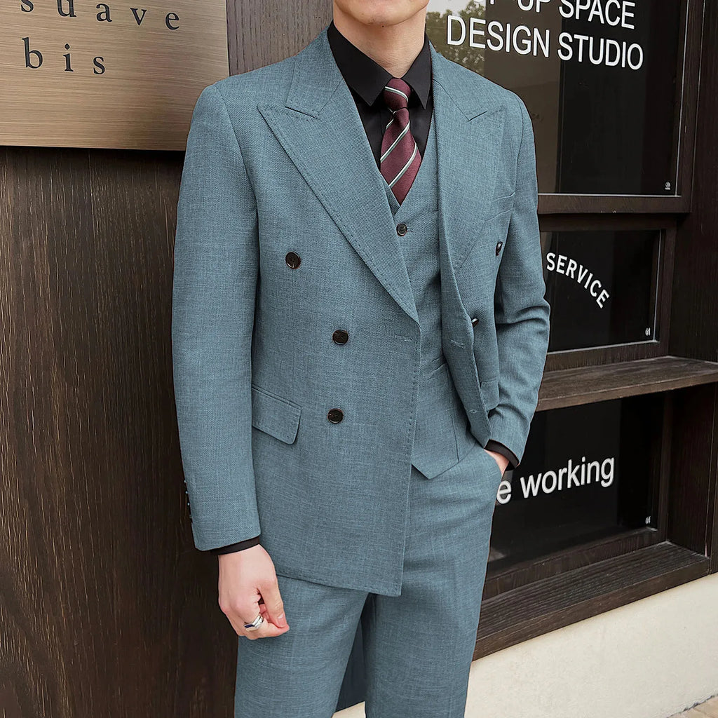 British Linen Slim Groom Suit Set