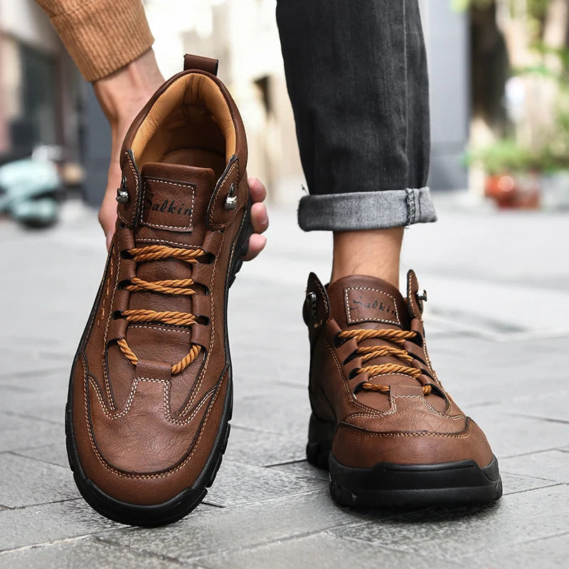 High-Top Round-Toe Lace-Up Boots