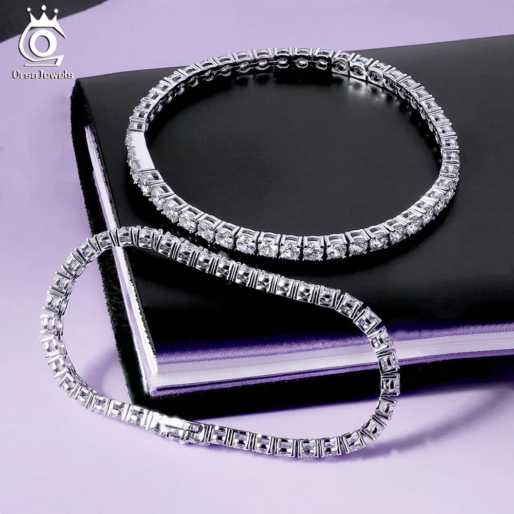 Sterling Silver Tennis Chain Bracelet