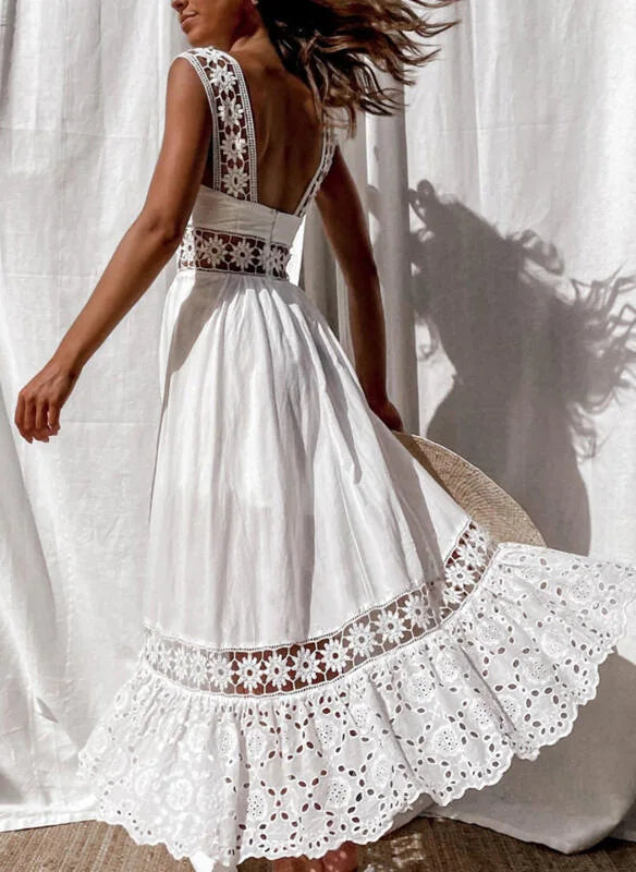 White Lace Cotton Sundress