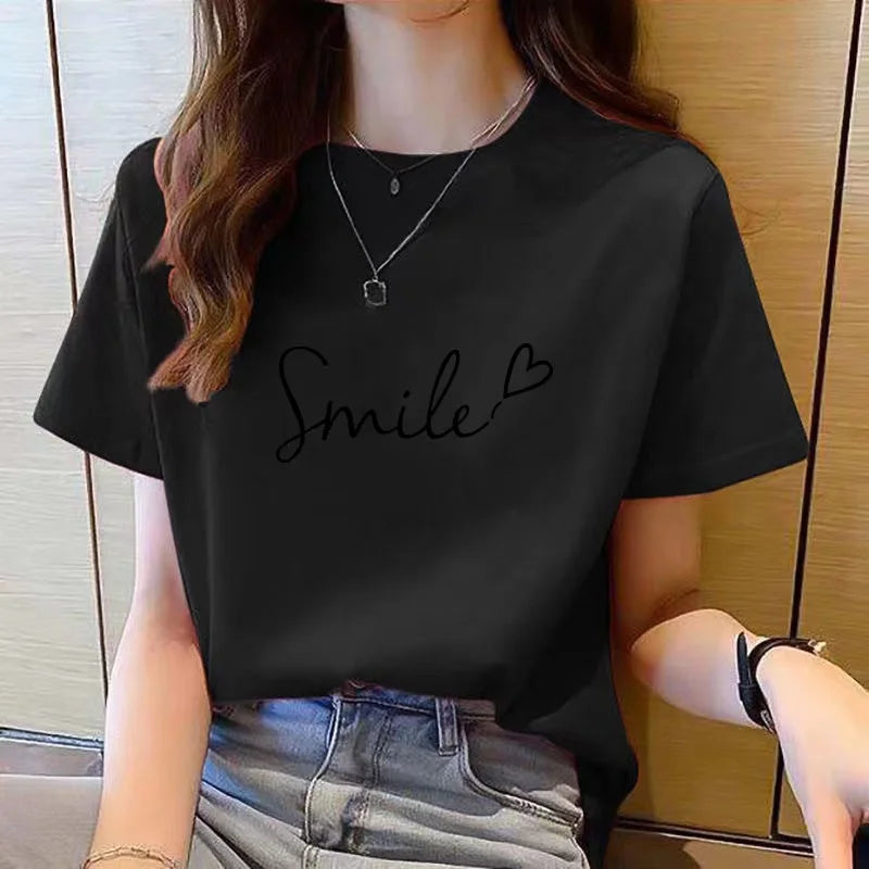 Blended Graphic Print Short Sleeve T-Shirt