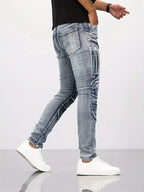 Two-Tone Distressed Patchwork Jeans