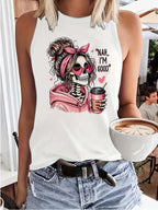 Skeleton Portrait Graphic Tank Top