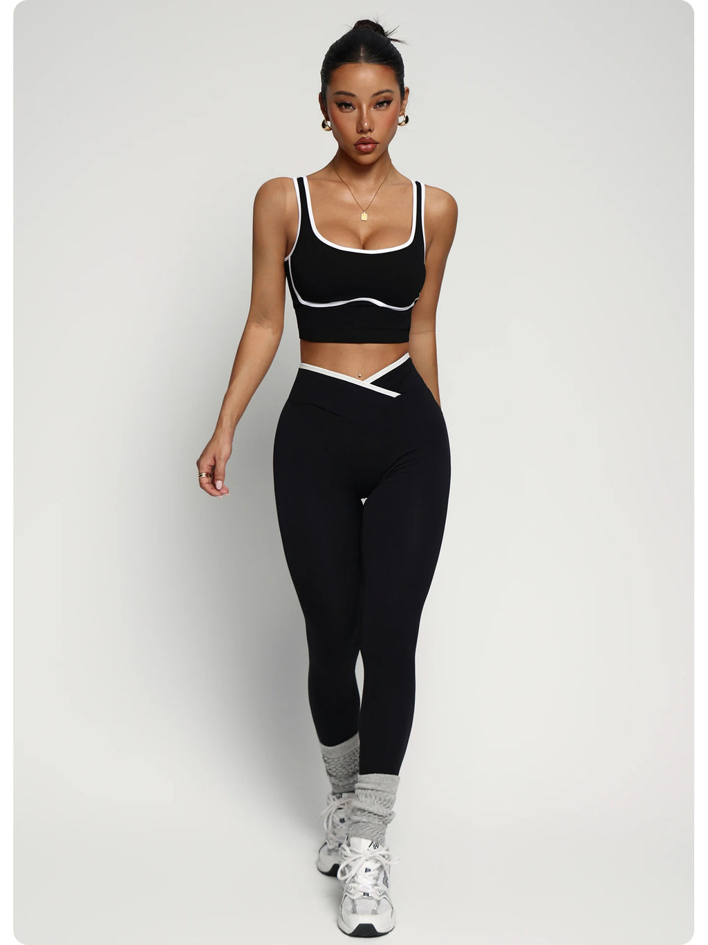 Blended Patchwork Pullover Slim Fit Two-Piece Yoga Set