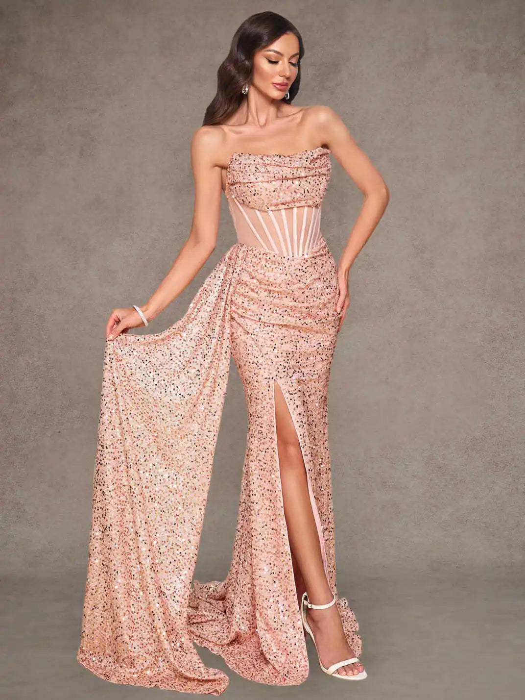 Rose Gold Sequin Mermaid Gown