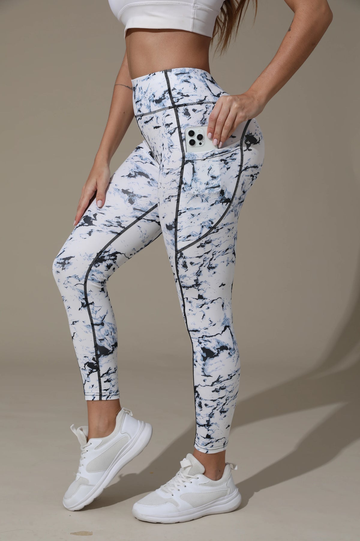Printed Welt-Pocket Ankle Yoga Pants