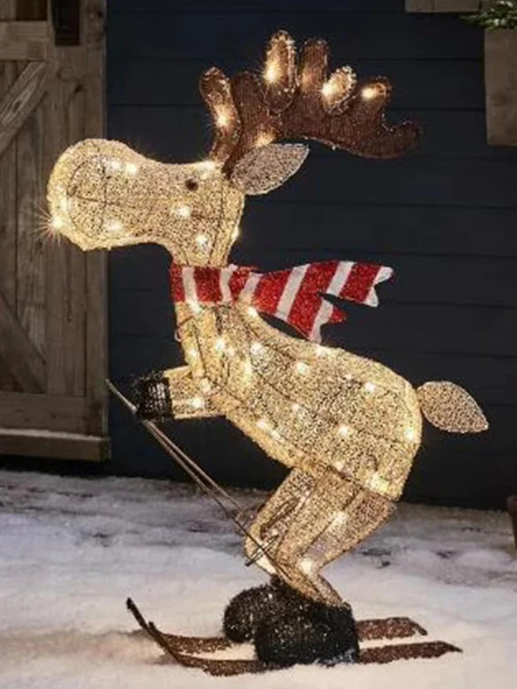 Glowing Ski Reindeer Ornaments