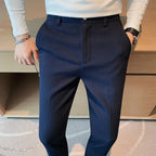 Waffle Stretch Slim Formal Trousers