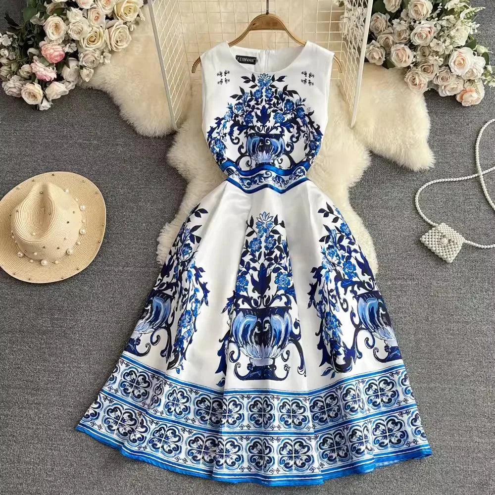 Women's Sleeveless Porcelain Dress