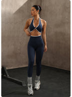 Contrast Patchwork Seamless Two-Piece Yoga Set