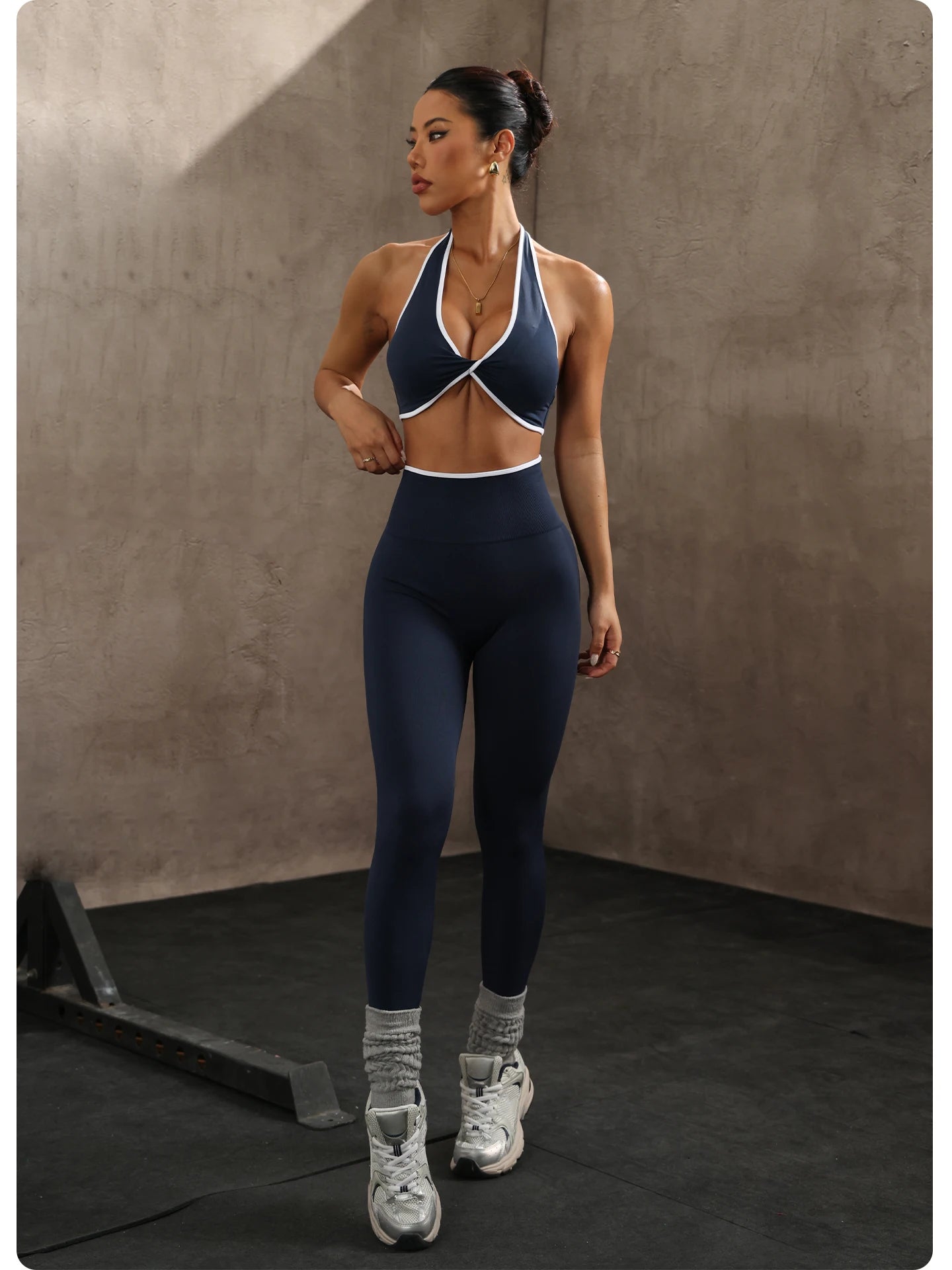 Contrast Patchwork Seamless Two-Piece Yoga Set