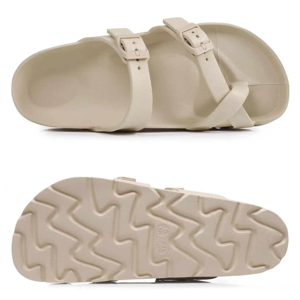 Women Buckle Platform Slides